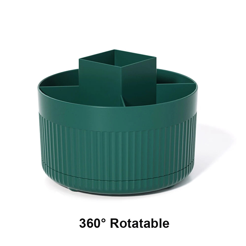 360° Rotating Makeup Brush Holder 5 Slot Cosmetic Organizer for Nail Polishes Skincare Perfumes Desktop Vanity Storage Bathroom