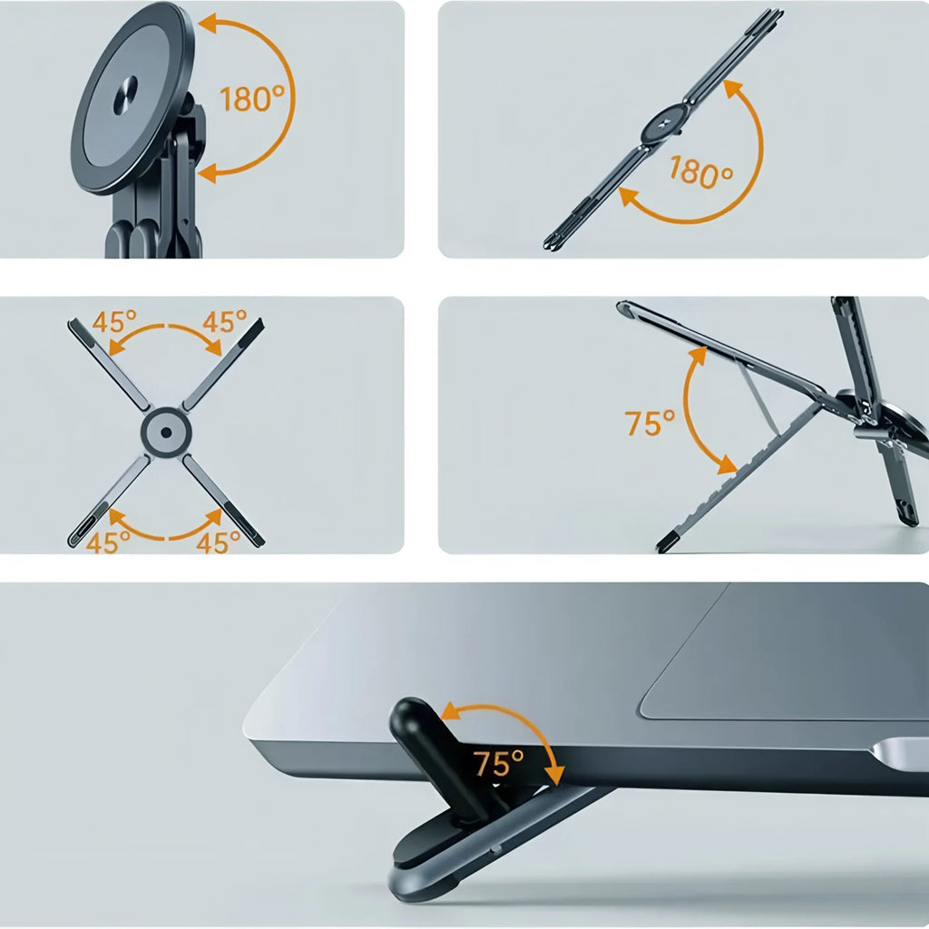 Portable Magnetic Phone Holder & Selfie Stick 3-in-1 Foldable Tripod Stand for iPhone iPad Tablet Laptop Desktop Use