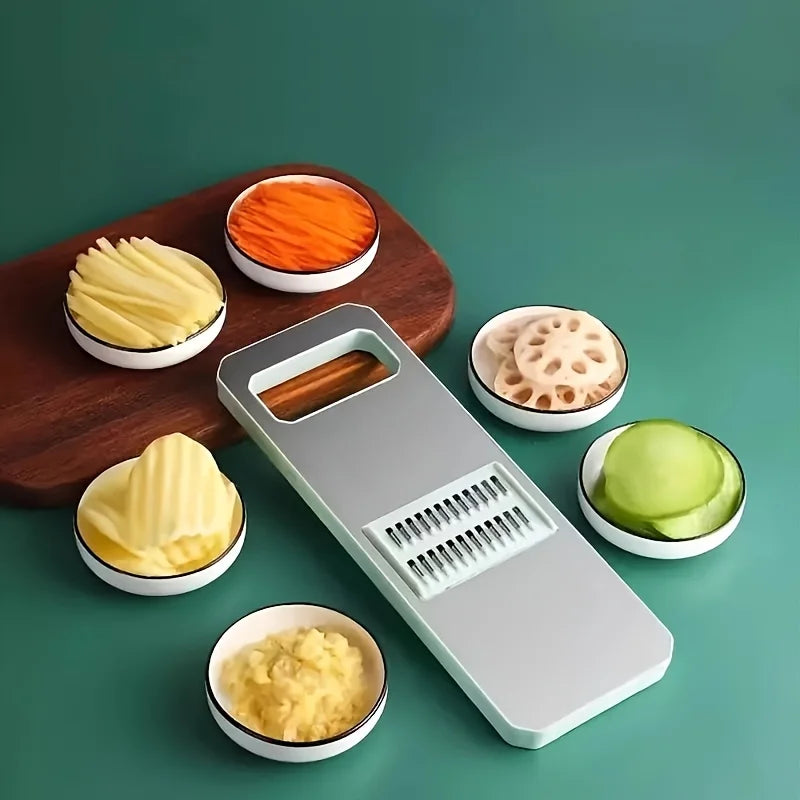 7pcs Stainless Steel Multi-Function Vegetable Slicer And Grater Set with Interchangeable Blades, Manual Kitchen Gadget Tool Kit