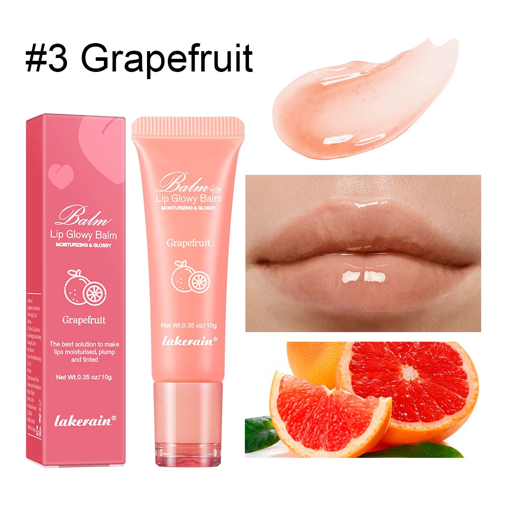 Moisturizing Lip Glow Blam Liquid Lip Gel Mask Reduce Lip Line Remove Dead Skin Peach Grape Lip Gloss Lips Care Product 10g