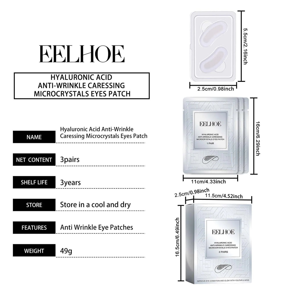 Micro-needle Eye Patch Hyaluronic Acid Anti-Wrinkle Fade Eye Fine Lines Moisturizing 0.25mm Caressing Microcrystals Eyes Patch
