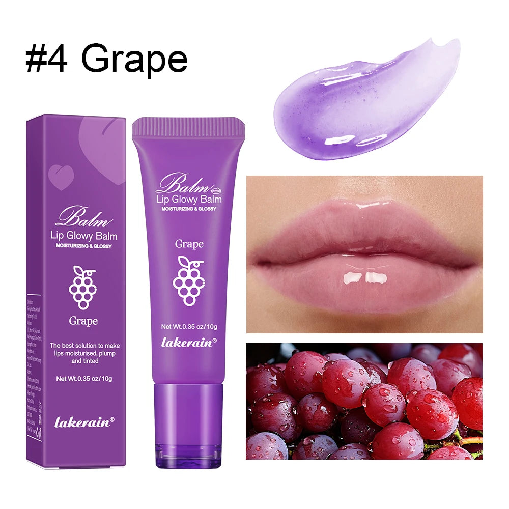Moisturizing Lip Glow Blam Liquid Lip Gel Mask Reduce Lip Line Remove Dead Skin Peach Grape Lip Gloss Lips Care Product 10g