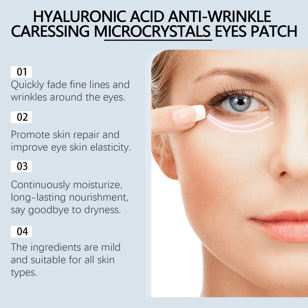 Micro-needle Eye Patch Hyaluronic Acid Anti-Wrinkle Fade Eye Fine Lines Moisturizing 0.25mm Caressing Microcrystals Eyes Patch