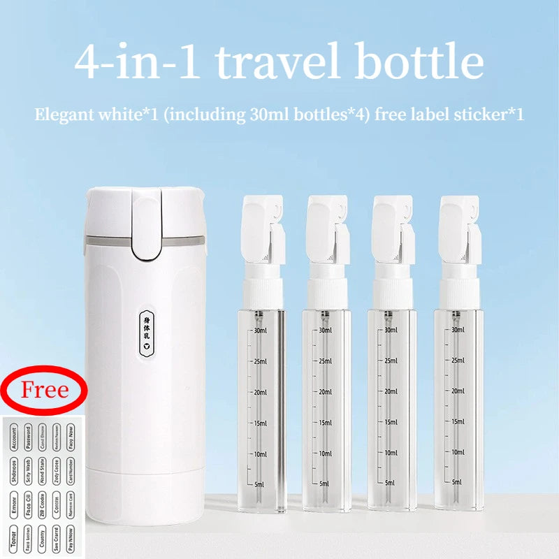 Leak Proof 4 In 1 Travel Dispenser Portable Refillable Travel Container Lightweight Storage Bottle For Shampoo Conditioner