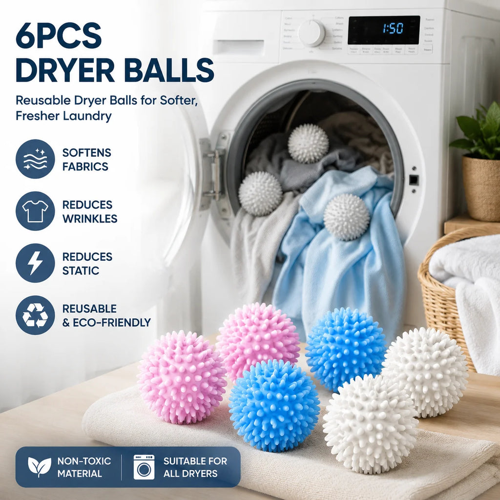 Reusable Laundry Balls 6/1Pcs - Anti-Winding Dryer & Washing Machine Balls - Household Cleaning Tools for Tangle-Free Laundry