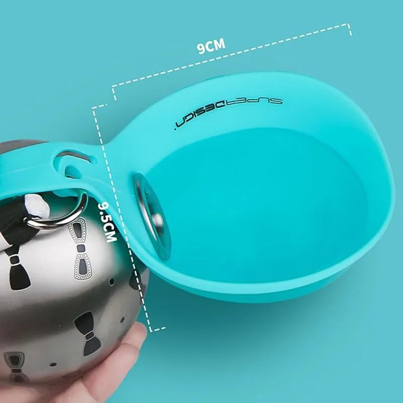 Portable Dog Water Bottle Stainless Steel Travel Cat Water Dispenser with Bowl No-Spill Puppy Water Bottle for Walking Hiking