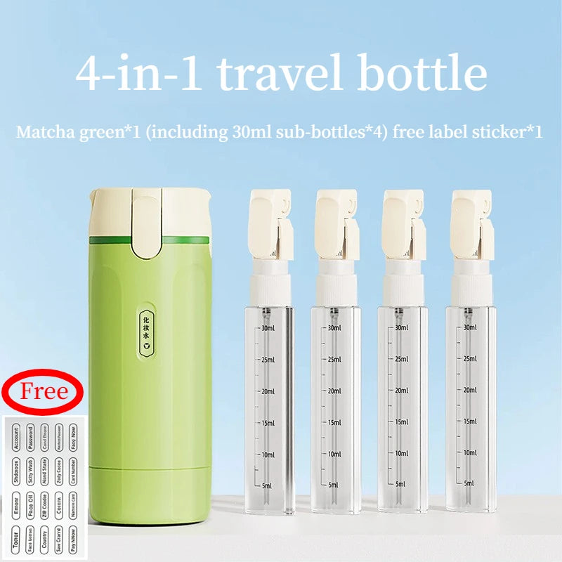 Leak Proof 4 In 1 Travel Dispenser Portable Refillable Travel Container Lightweight Storage Bottle For Shampoo Conditioner