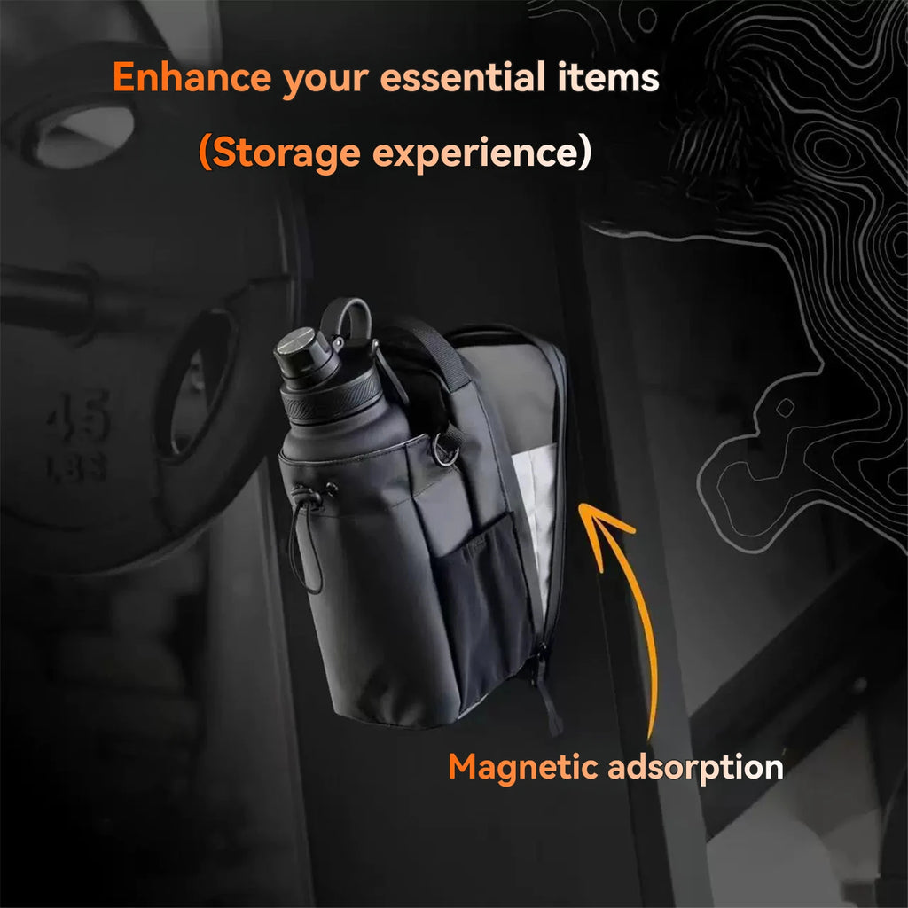 Magnetic Gym Bag Large Capacity Magnetic Carrier Bag With Phone Pocket Portable Gym Water Bottle Pouch Gym Accessories Organizer