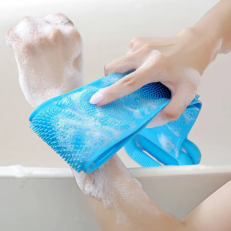 Body Sponge Silicone Back Brushes Bath Towels Scrubber Rubbing Back Peeling Massage Shower Belt Extended Skin Clean Brushes