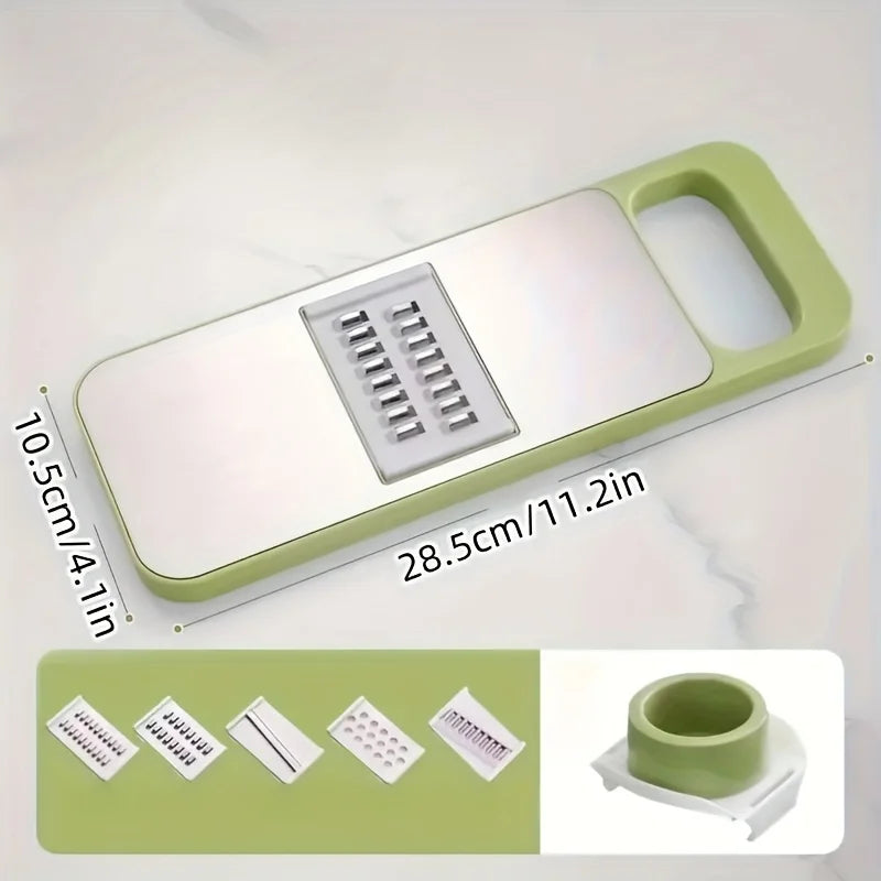 7pcs Stainless Steel Multi-Function Vegetable Slicer And Grater Set with Interchangeable Blades, Manual Kitchen Gadget Tool Kit