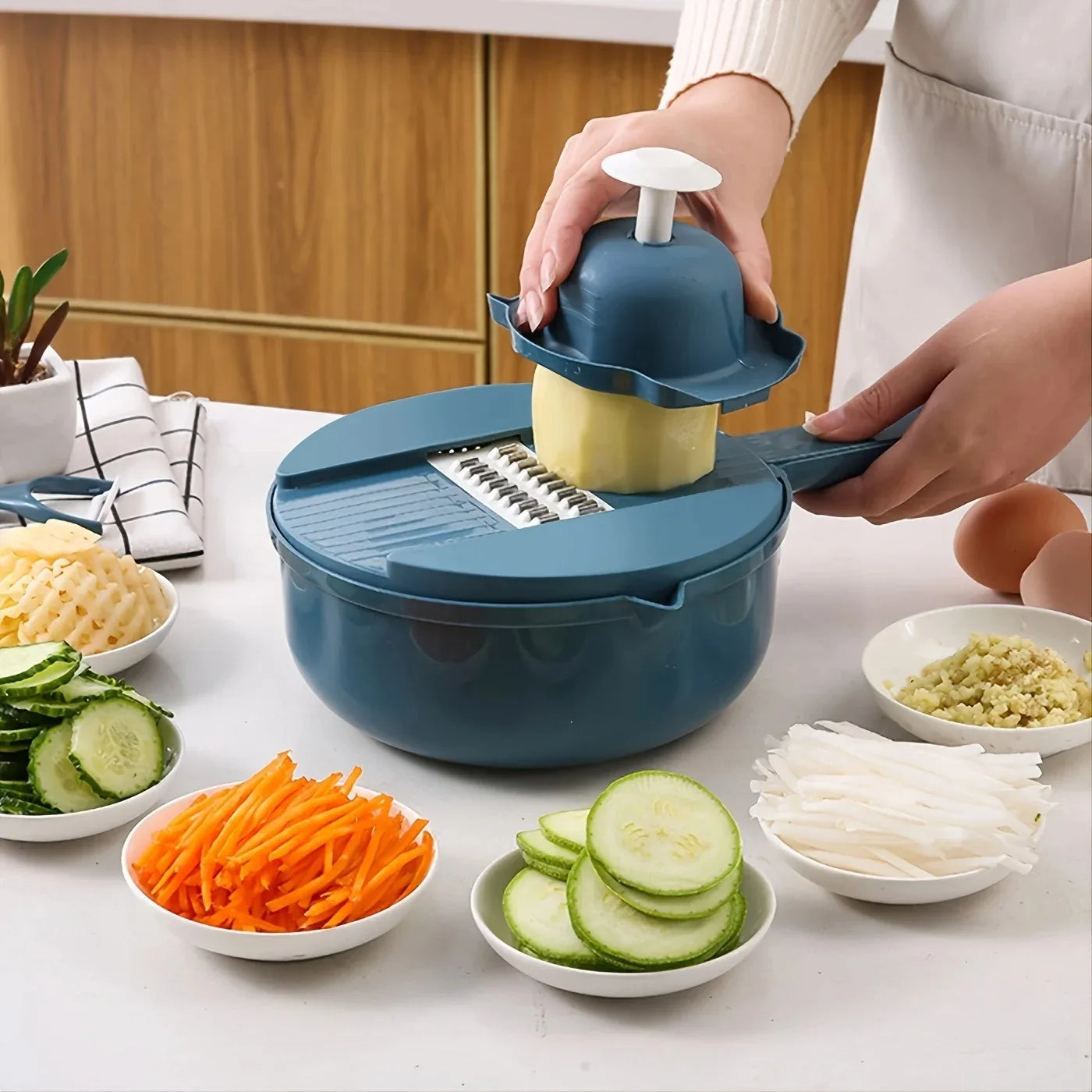 9-In-1 Multifunctional Vegetable Chopper Radish Carrot And Potato Chopper Manual Shredding And Slicing Machine  Kitchen Tool