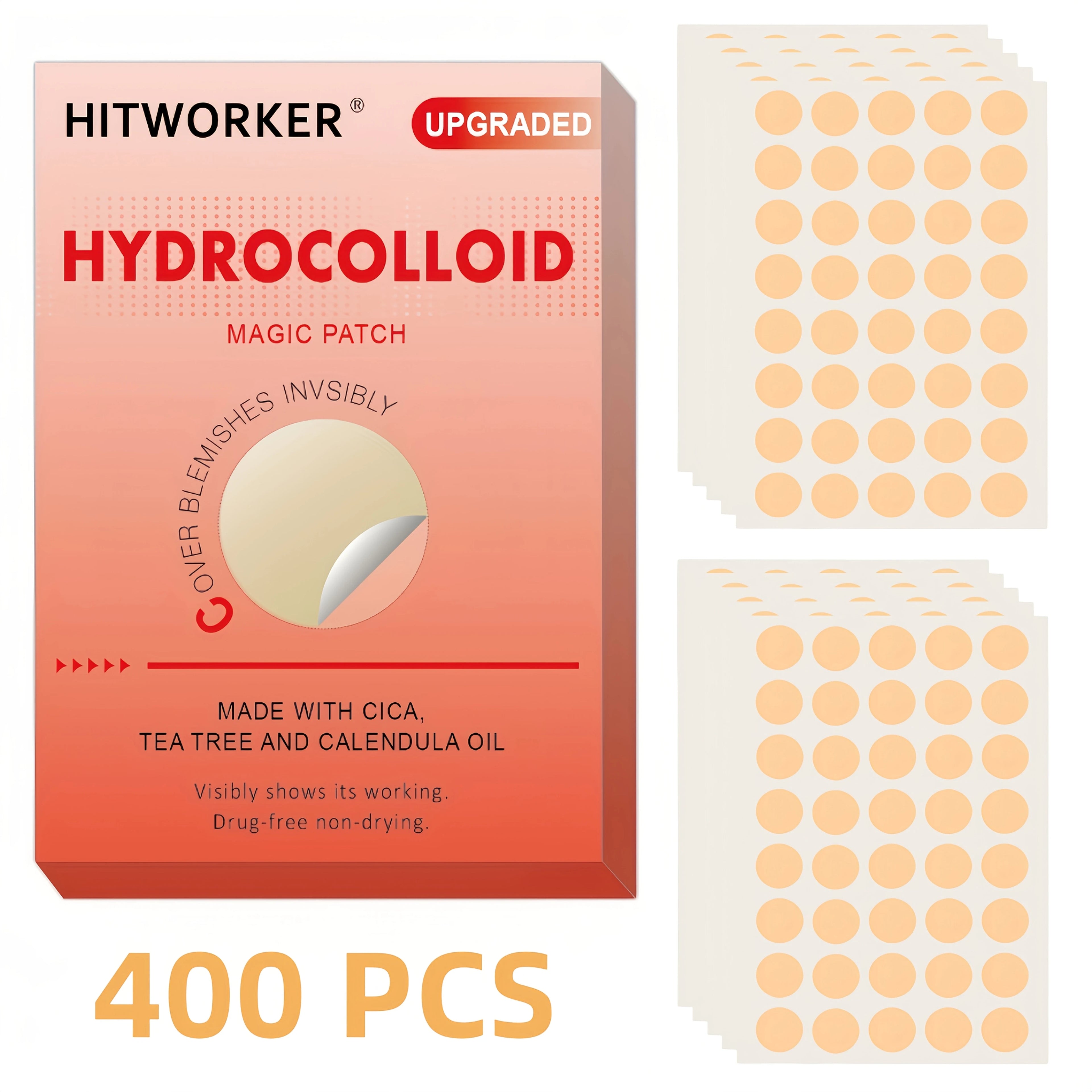 400 Count Unisex Adult Pimple Patch Set Hypoallergenic Spot Stickers Invisible Blemish Cover Waterproof Non-Drying for Any Skin.
